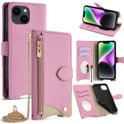 Crossbody Chain Fishtail Litchi Leather Phone Case, For iPhone 15, For iPhone 14 Plus, For iPhone 14, For iPhone 14 Pro