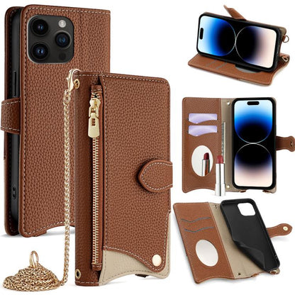 Crossbody Chain Fishtail Litchi Leather Phone Case, For iPhone 15, For iPhone 14 Plus, For iPhone 14, For iPhone 14 Pro