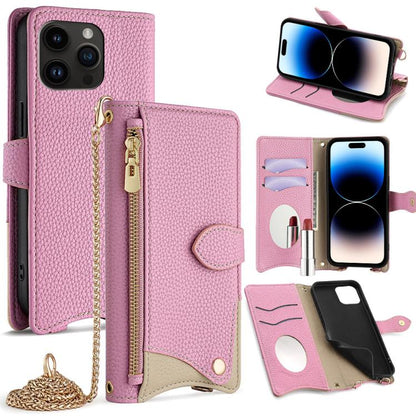 Crossbody Chain Fishtail Litchi Leather Phone Case, For iPhone 15, For iPhone 14 Plus, For iPhone 14, For iPhone 14 Pro