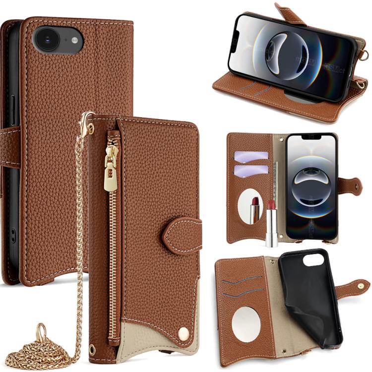 Crossbody Chain Fishtail Litchi Leather Phone Case, For iPhone 17e / 16e, For iPhone 17 Pro Max, For iPhone 17 Pro, For iPhone 17