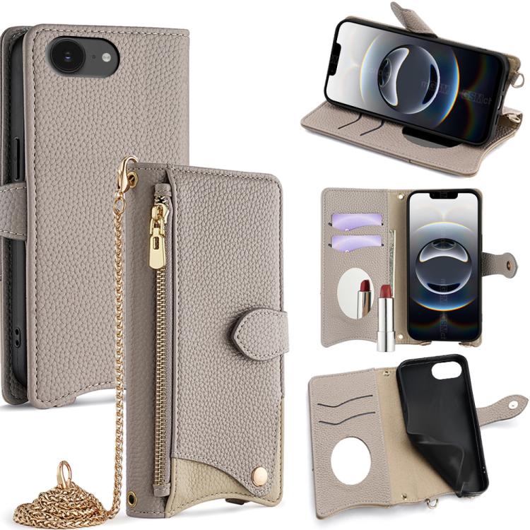 Crossbody Chain Fishtail Litchi Leather Phone Case, For iPhone 17e / 16e, For iPhone 17 Pro Max, For iPhone 17 Pro, For iPhone 17