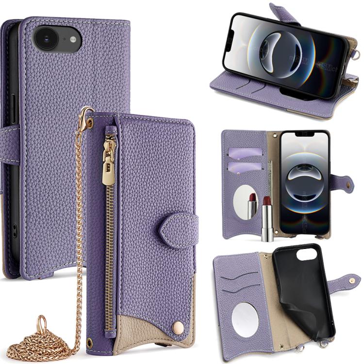 Crossbody Chain Fishtail Litchi Leather Phone Case, For iPhone 17e / 16e, For iPhone 17 Pro Max, For iPhone 17 Pro, For iPhone 17