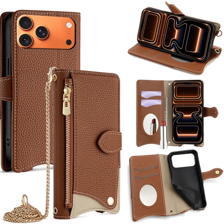 Crossbody Chain Fishtail Litchi Leather Phone Case, For iPhone 18 Pro / 17 Pro, For iPhone 18 Pro Max / 17 Pro Max, For iPhone 17e / 16e, For iPhone 17