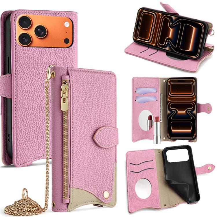 Crossbody Chain Fishtail Litchi Leather Phone Case, For iPhone 17e / 16e, For iPhone 17 Pro Max, For iPhone 17 Pro, For iPhone 17