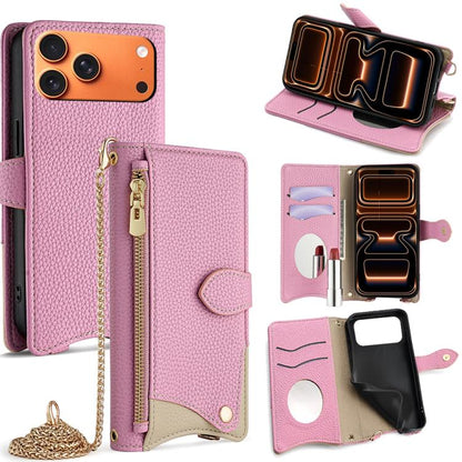 Crossbody Chain Fishtail Litchi Leather Phone Case, For iPhone 17e / 16e, For iPhone 17 Pro Max, For iPhone 17 Pro, For iPhone 17
