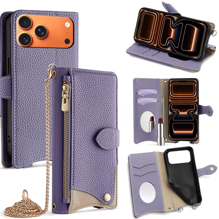 Crossbody Chain Fishtail Litchi Leather Phone Case, For iPhone 18 Pro / 17 Pro, For iPhone 18 Pro Max / 17 Pro Max, For iPhone 17e / 16e, For iPhone 17