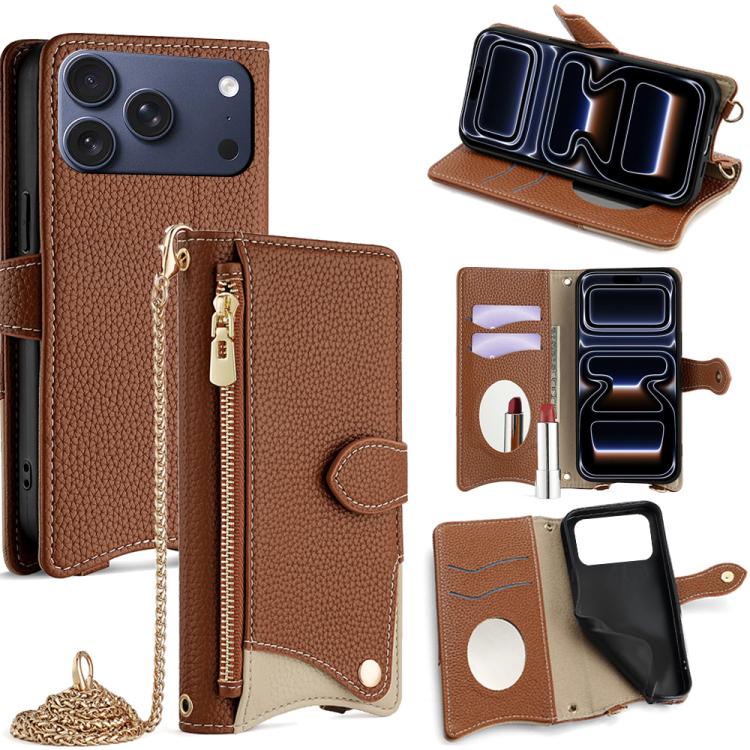 Crossbody Chain Fishtail Litchi Leather Phone Case, For iPhone 18 Pro / 17 Pro, For iPhone 18 Pro Max / 17 Pro Max, For iPhone 17e / 16e, For iPhone 17