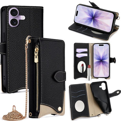 Crossbody Chain Fishtail Litchi Leather Phone Case, For iPhone 17e / 16e, For iPhone 17 Pro Max, For iPhone 17 Pro, For iPhone 17