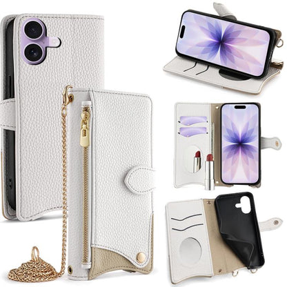 Crossbody Chain Fishtail Litchi Leather Phone Case, For iPhone 17e / 16e, For iPhone 17 Pro Max, For iPhone 17 Pro, For iPhone 17