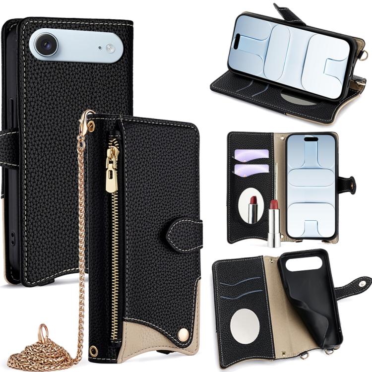 Crossbody Chain Fishtail Litchi Leather Phone Case, For iPhone Air, For iPhone 16 Pro Max, For iPhone 16 Pro, For iPhone 16 Plus
