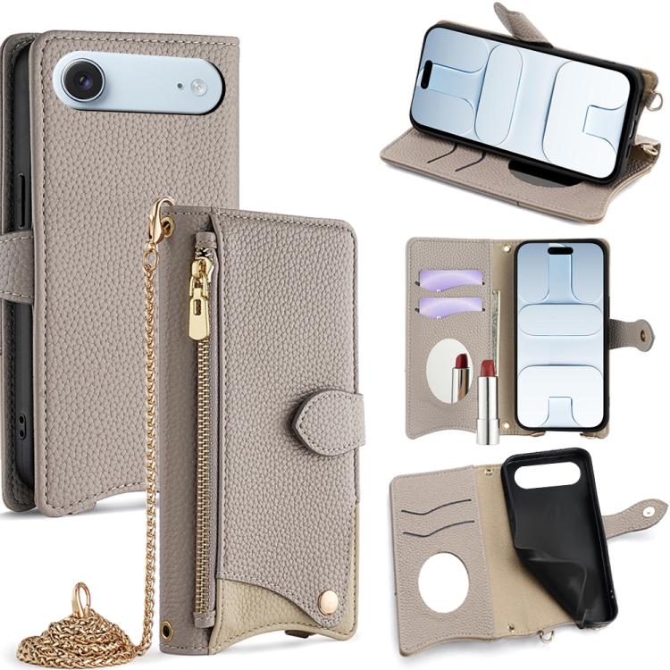 Crossbody Chain Fishtail Litchi Leather Phone Case, For iPhone Air, For iPhone 16 Pro Max, For iPhone 16 Pro, For iPhone 16 Plus