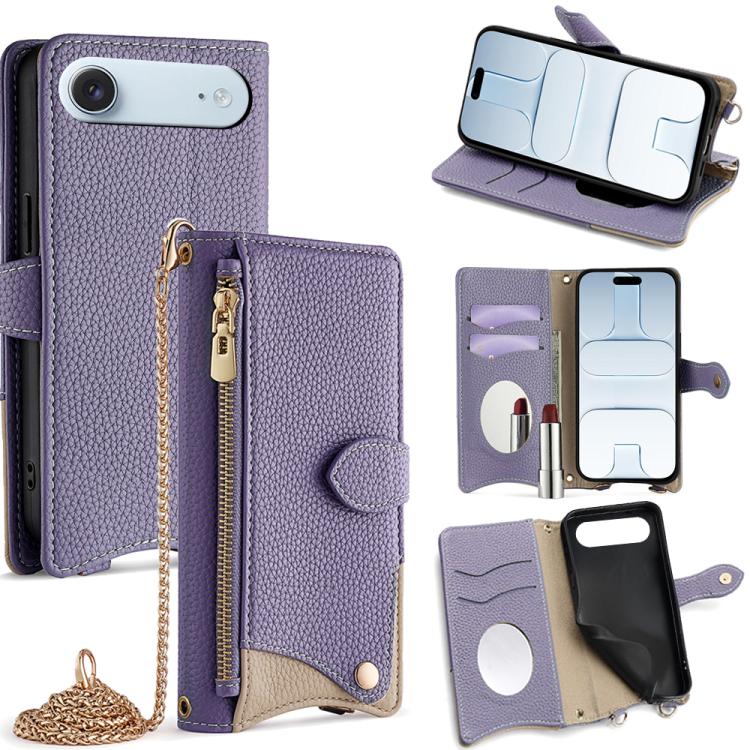 Crossbody Chain Fishtail Litchi Leather Phone Case, For iPhone Air, For iPhone 16 Pro Max, For iPhone 16 Pro, For iPhone 16 Plus