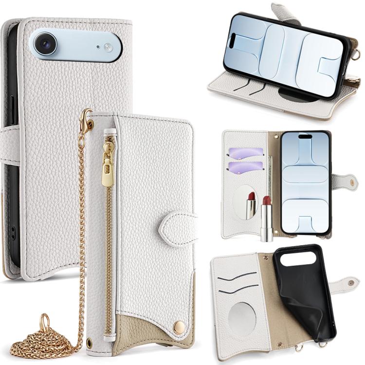 Crossbody Chain Fishtail Litchi Leather Phone Case, For iPhone Air, For iPhone 16 Pro Max, For iPhone 16 Pro, For iPhone 16 Plus