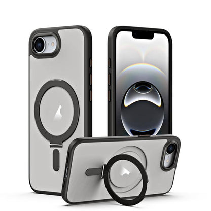 Airbag MagSafe Shockproof Frosted Phone Case with Fold Holder, For iPhone 18 Pro / 17 Pro, For iPhone 16e / 17e, For iPhone 18 Pro Max / 17 Pro Max, For iPhone 17, For iPhone Air