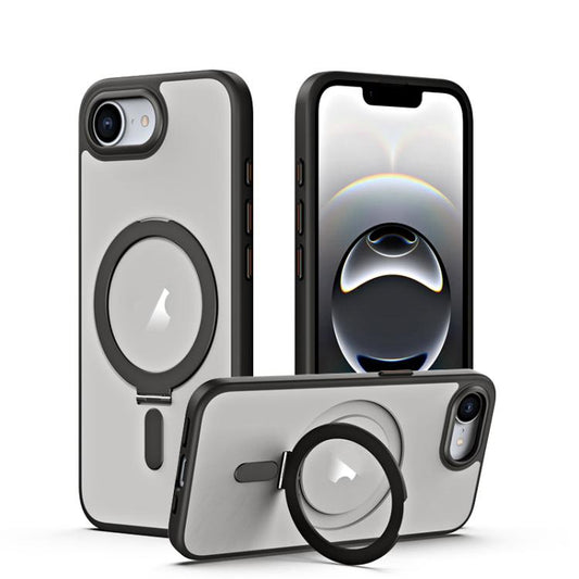 Airbag MagSafe Shockproof Frosted Phone Case with Fold Holder, For iPhone 16e / 17e, For iPhone 17 Pro Max, For iPhone 17 Pro, For iPhone 17, For iPhone Air