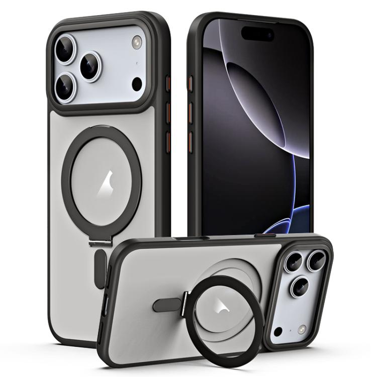 Airbag MagSafe Shockproof Frosted Phone Case with Fold Holder, For iPhone 18 Pro / 17 Pro, For iPhone 16e / 17e, For iPhone 18 Pro Max / 17 Pro Max, For iPhone 17, For iPhone Air