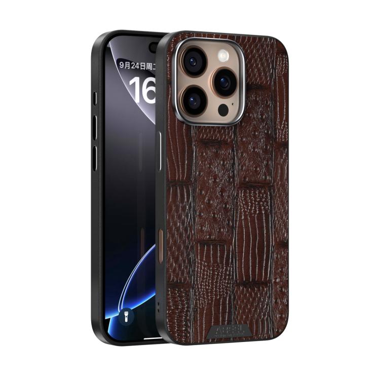 ABEEL Beast Pattern 6D Micro-Embossed MagSafe Genuine Leather Phone Case, For iPhone 16 Pro, For iPhone 16 Plus, For iPhone 16, For iPhone 15 Pro Max, For iPhone 15 Pro, For iPhone 15 Plus