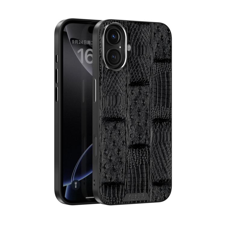 ABEEL Beast Pattern 6D Micro-Embossed MagSafe Genuine Leather Phone Case, For iPhone 16 Pro, For iPhone 16 Plus, For iPhone 16, For iPhone 15 Pro Max, For iPhone 15 Pro, For iPhone 15 Plus