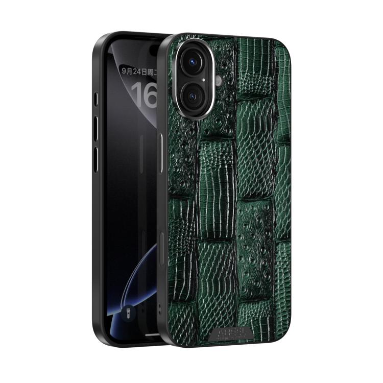 ABEEL Beast Pattern 6D Micro-Embossed MagSafe Genuine Leather Phone Case, For iPhone 16 Pro, For iPhone 16 Plus, For iPhone 16, For iPhone 15 Pro Max, For iPhone 15 Pro, For iPhone 15 Plus