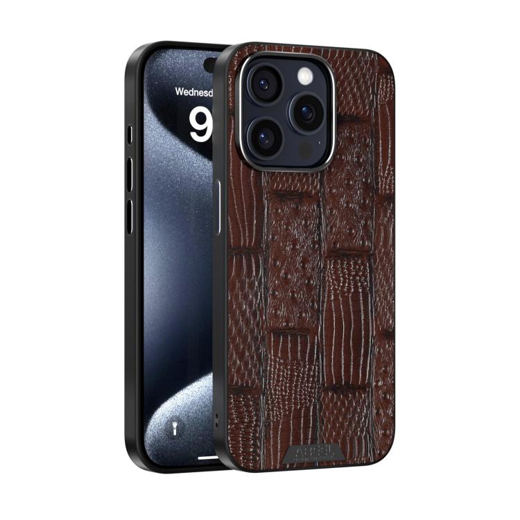 ABEEL Beast Pattern 6D Micro-Embossed MagSafe Genuine Leather Phone Case, For iPhone 16 Pro, For iPhone 16 Plus, For iPhone 16, For iPhone 15 Pro Max, For iPhone 15 Pro, For iPhone 15 Plus