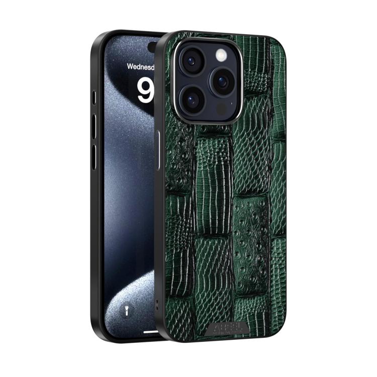 ABEEL Beast Pattern 6D Micro-Embossed MagSafe Genuine Leather Phone Case, For iPhone 16 Pro, For iPhone 16 Plus, For iPhone 16, For iPhone 15 Pro Max, For iPhone 15 Pro, For iPhone 15 Plus