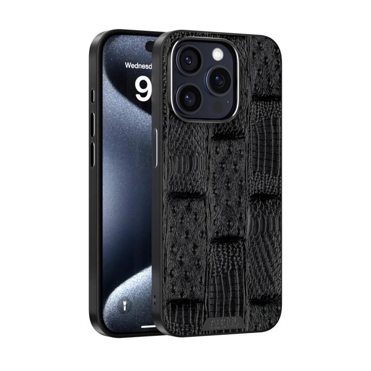 ABEEL Beast Pattern 6D Micro-Embossed MagSafe Genuine Leather Phone Case, For iPhone 16 Pro, For iPhone 16 Plus, For iPhone 16, For iPhone 15 Pro Max, For iPhone 15 Pro, For iPhone 15 Plus
