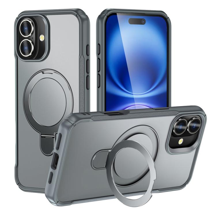 Skin Feel Magnetic Holder MagSafe Phone Case, For iPhone 17e / 16e, For iPhone 16 Pro Max, For iPhone 16 Pro, For iPhone 16 Plus