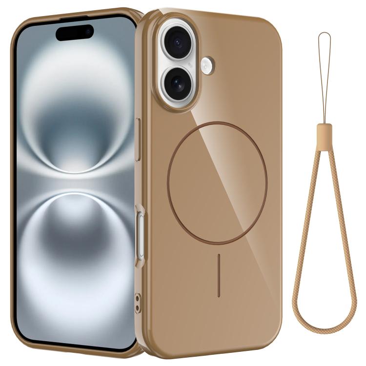 Glossy TPU Shockproof MagSafe Phone Case with Lanyard, For iPhone 16 Pro, For iPhone 16 Plus, For iPhone 16, For iPhone 15 Pro Max, For iPhone 15 Pro, For iPhone 15 Plus