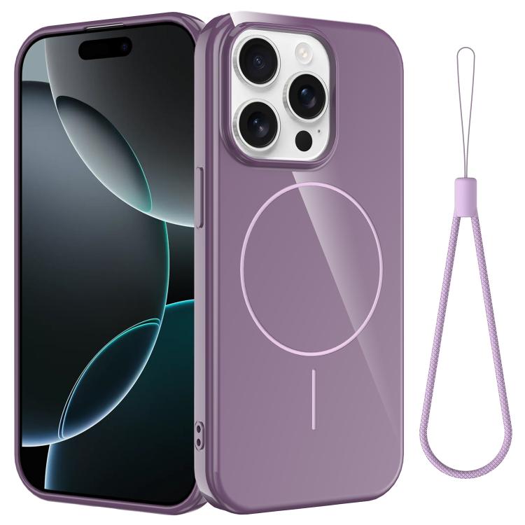 Glossy TPU Shockproof MagSafe Phone Case with Lanyard, For iPhone 16 Pro, For iPhone 16 Plus, For iPhone 16, For iPhone 15 Pro Max, For iPhone 15 Pro, For iPhone 15 Plus