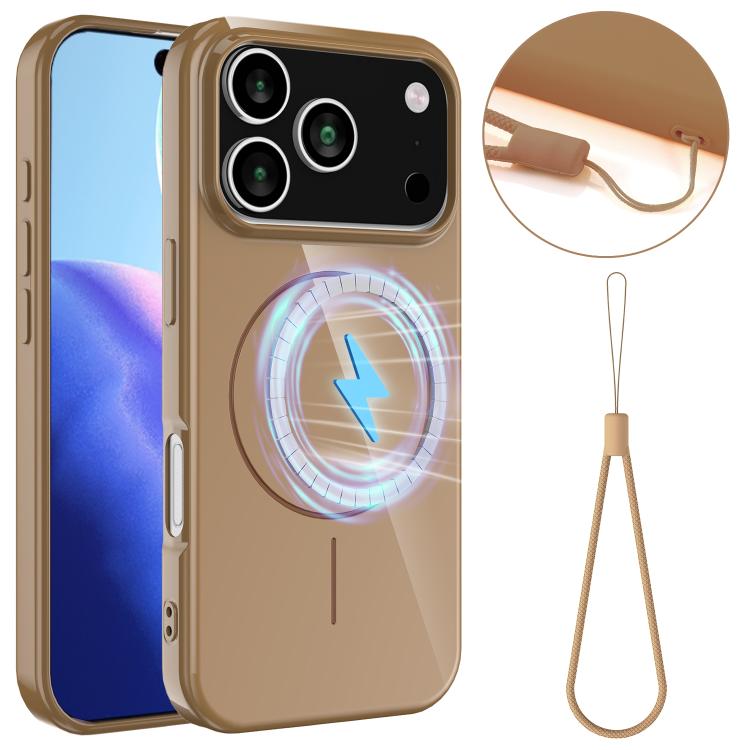 Glossy TPU Shockproof MagSafe Phone Case with Lanyard, For iPhone 17e / 16e, For iPhone 17 Pro Max, For iPhone 17 Pro, For iPhone 17, For iPhone Air, For iPhone 16 Pro Max