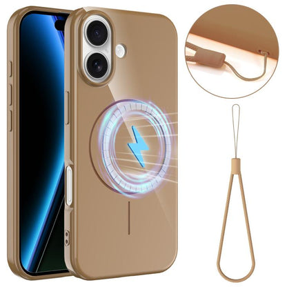 Glossy TPU Shockproof MagSafe Phone Case with Lanyard, For iPhone 17e / 16e, For iPhone 17 Pro Max, For iPhone 17 Pro, For iPhone 17, For iPhone Air, For iPhone 16 Pro Max