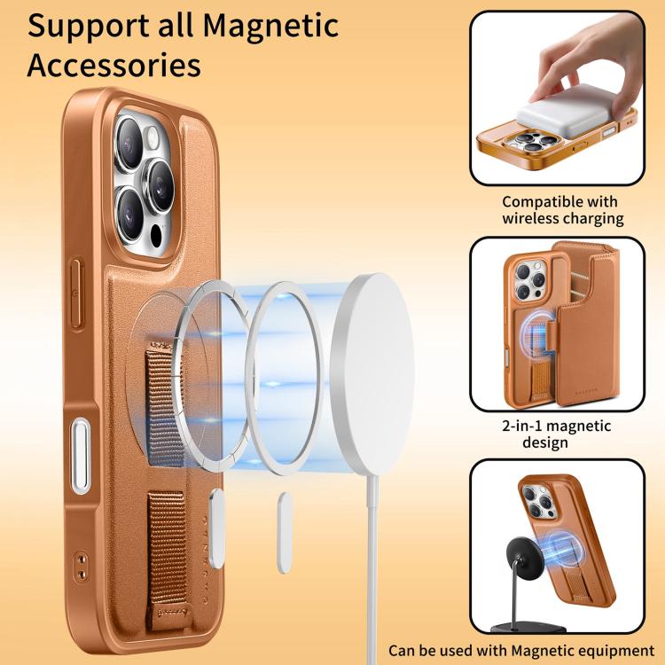 CaseNeo Finger Grip Strap MagSafe Leather Phone Case, For iPhone 16, For iPhone 15 Pro Max, For iPhone 15 Pro, For iPhone 15 Plus / 14 Plus