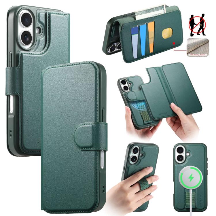 CaseNeo Finger Grip Strap MagSafe Leather Phone Case, For iPhone 16, For iPhone 15 Pro Max, For iPhone 15 Pro, For iPhone 15 Plus / 14 Plus