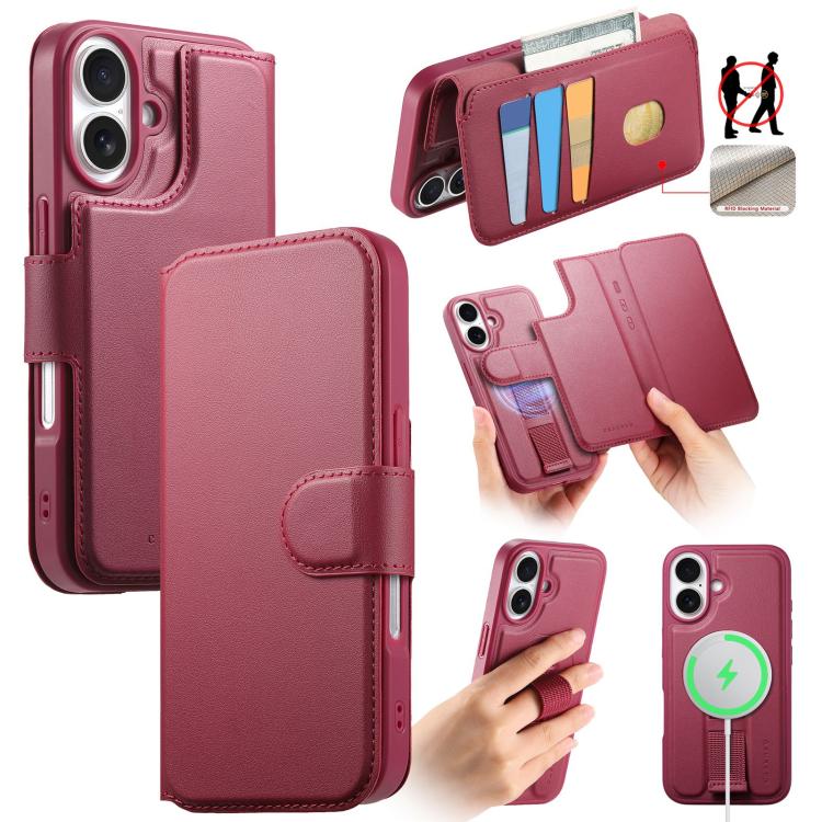 CaseNeo Finger Grip Strap MagSafe Leather Phone Case, For iPhone 16, For iPhone 15 Pro Max, For iPhone 15 Pro, For iPhone 15 Plus / 14 Plus