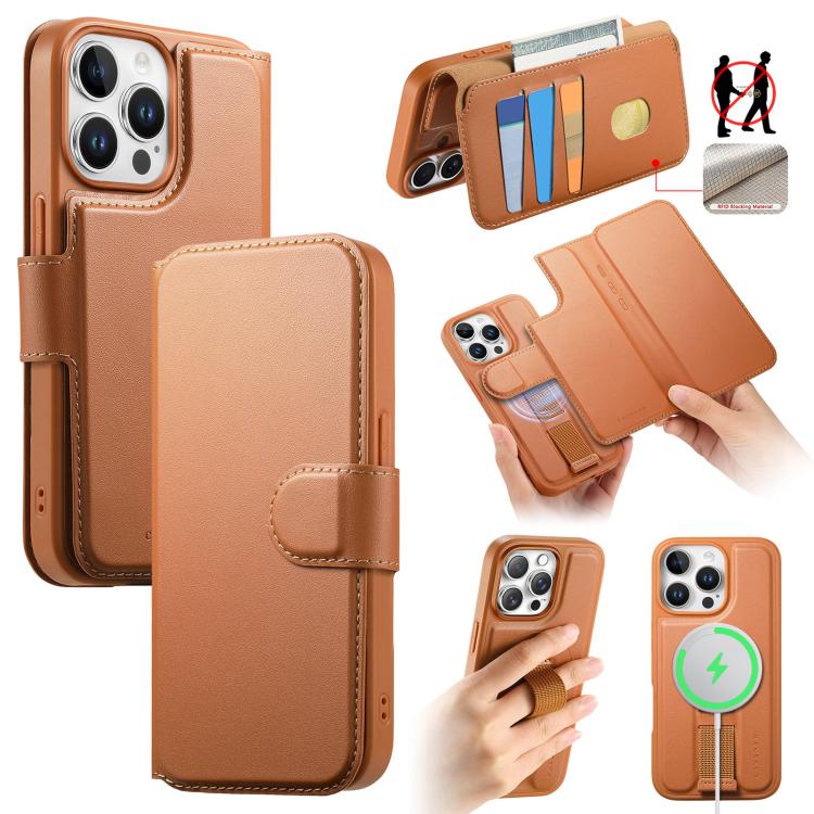 CaseNeo Finger Grip Strap MagSafe Leather Phone Case, For iPhone 16, For iPhone 15 Pro Max, For iPhone 15 Pro, For iPhone 15 Plus / 14 Plus