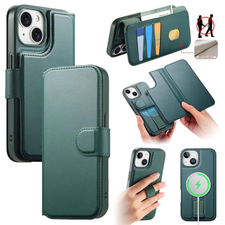 CaseNeo Finger Grip Strap MagSafe Leather Phone Case, For iPhone 16, For iPhone 15 Pro Max, For iPhone 15 Pro, For iPhone 15 Plus / 14 Plus