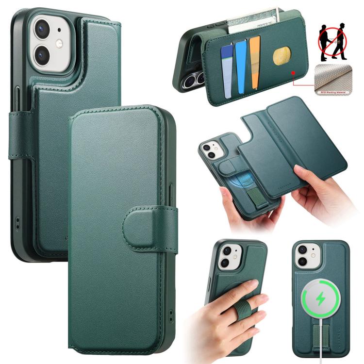 CaseNeo Finger Grip Strap MagSafe Leather Phone Case