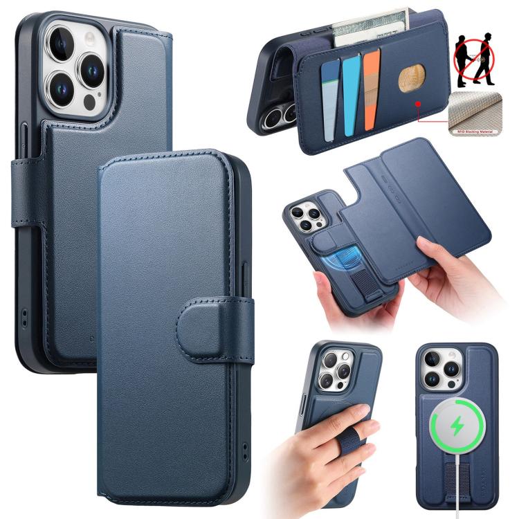 CaseNeo Finger Grip Strap MagSafe Leather Phone Case