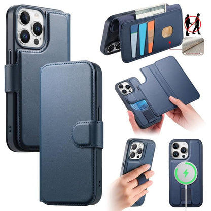 CaseNeo Finger Grip Strap MagSafe Leather Phone Case