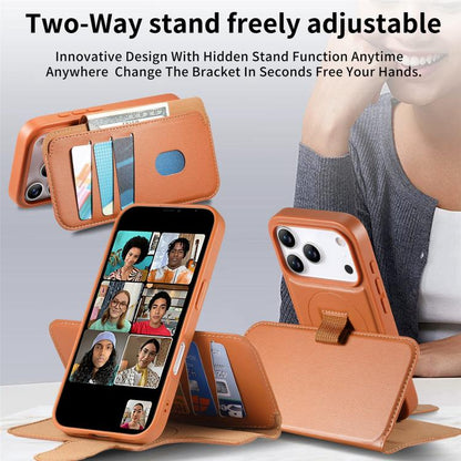 CaseNeo Finger Grip Strap MagSafe Leather Phone Case