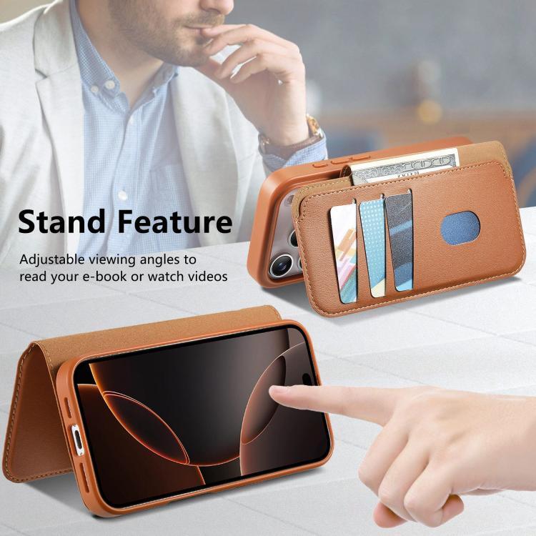 CaseNeo Finger Grip Strap MagSafe Leather Phone Case