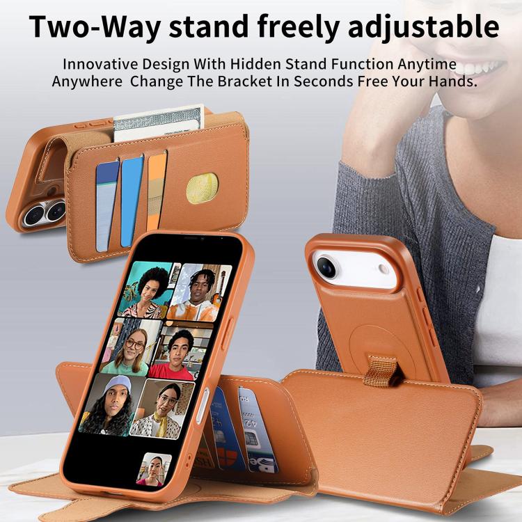 CaseNeo Finger Grip Strap MagSafe Leather Phone Case, For iPhone Air, For iPhone 16 Pro Max, For iPhone 16 Pro, For iPhone 16 Plus
