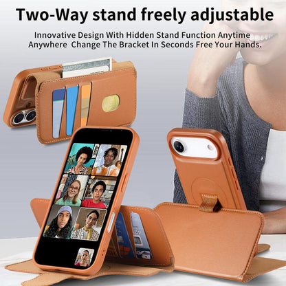 CaseNeo Finger Grip Strap MagSafe Leather Phone Case, For iPhone Air, For iPhone 16 Pro Max, For iPhone 16 Pro, For iPhone 16 Plus