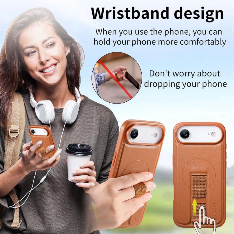CaseNeo Finger Grip Strap MagSafe Leather Phone Case, For iPhone Air, For iPhone 16 Pro Max, For iPhone 16 Pro, For iPhone 16 Plus