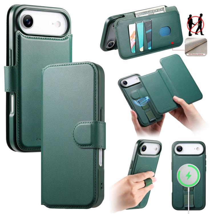 CaseNeo Finger Grip Strap MagSafe Leather Phone Case, For iPhone Air, For iPhone 16 Pro Max, For iPhone 16 Pro, For iPhone 16 Plus