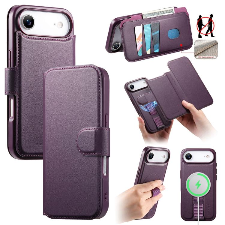 CaseNeo Finger Grip Strap MagSafe Leather Phone Case, For iPhone Air, For iPhone 16 Pro Max, For iPhone 16 Pro, For iPhone 16 Plus
