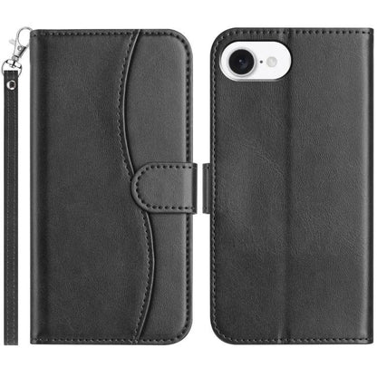 Dual-Folded S-shape Leather Phone Case, For iPhone 17e / 16e, For iPhone 17 Pro Max, For iPhone 17 Pro, For iPhone 17
