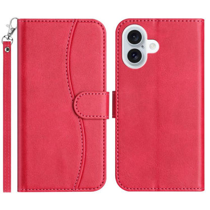 Dual-Folded S-shape Leather Phone Case, For iPhone Air, For iPhone 16 Pro Max, For iPhone 16 Pro, For iPhone 16 Plus
