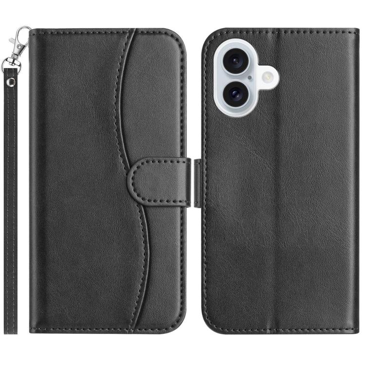 Dual-Folded S-shape Leather Phone Case, For iPhone Air, For iPhone 16 Pro Max, For iPhone 16 Pro, For iPhone 16 Plus