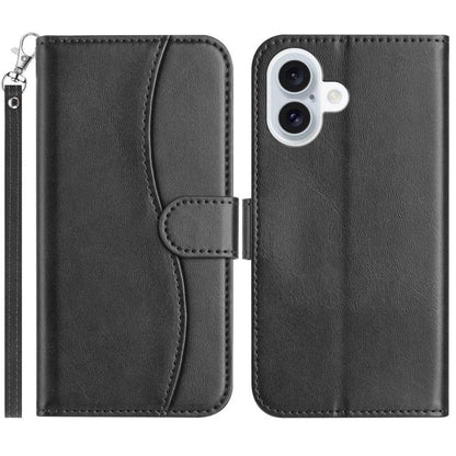 Dual-Folded S-shape Leather Phone Case, For iPhone Air, For iPhone 16 Pro Max, For iPhone 16 Pro, For iPhone 16 Plus